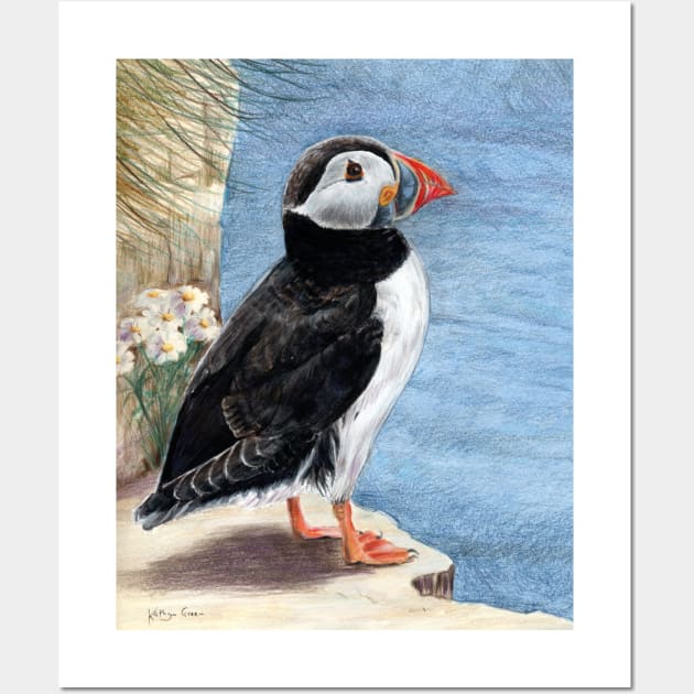 Puffin on cliff edge Wall Art by thryngreen